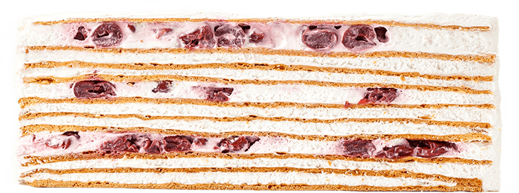 Smântânel cu Vișină. Blat subțire, cremă din smântână și frișcă cu adaos de vișine